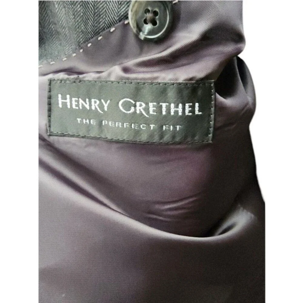 Henry Grethel Gray Size 54L Mens Suit Coat Poly/Wool Blend